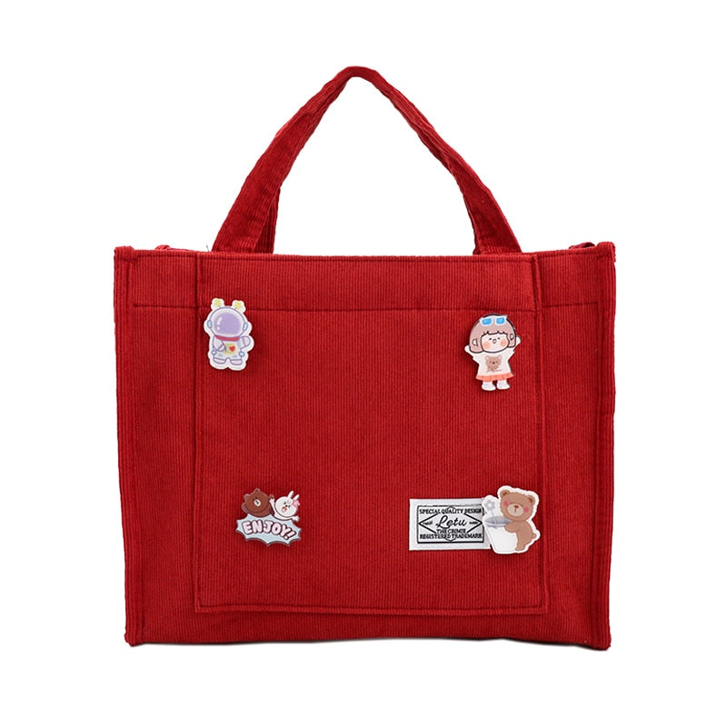 Corduroy Casual Women's Tote Bags